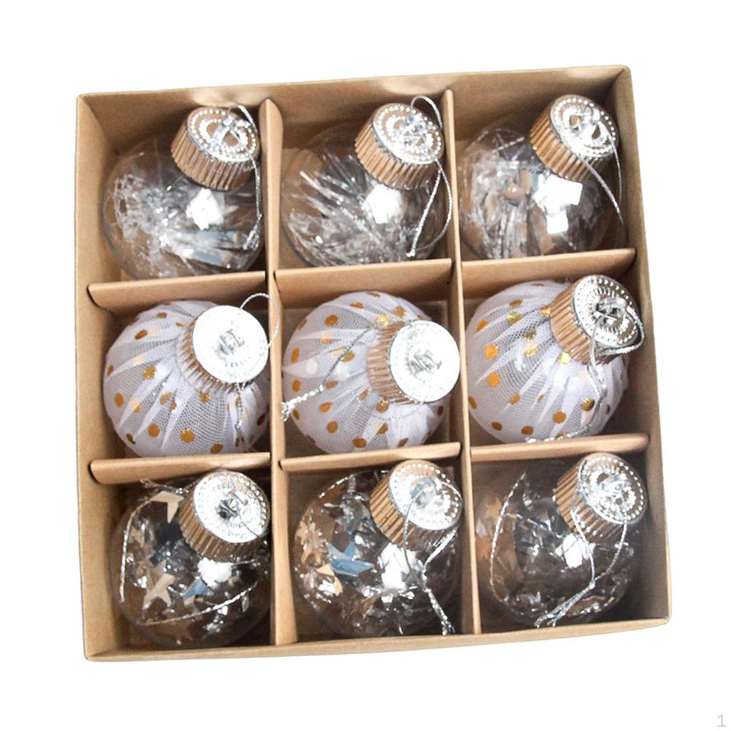 9 Pieces Christmas Balls Ornaments Baubles Pendants Decorative Xmas Tree Decor for
