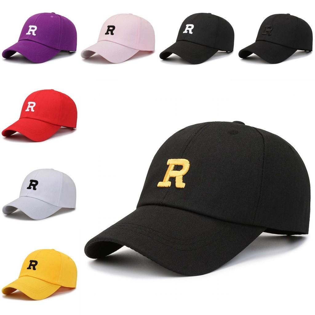 R Embroidery Letter Baseball Hat Outdoor Sun Protection Breathable Cap Peaked