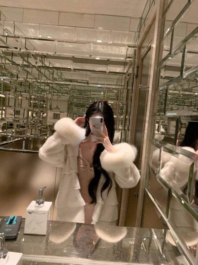 2025 Winter Eco-friendly Mid-length Hooded Faux Mink Velvet & Fox Fur Women's Coat