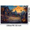 1Pcs Mysterious Castle Pumpkin Lantern Halloween Background Cloth  Ghostly Twilight Atmosphere Jumps Waves