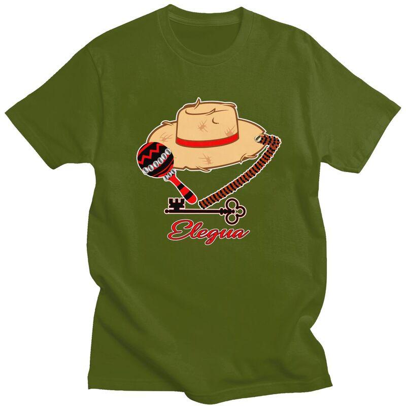 Custom Elegua Eshu Sombrero Tshirts for Men Short Sleeves Casual T Shirt Fashion Tshirt Slim Fit Pure Cotton Tees Gift