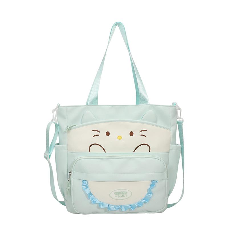 Cartoon Cat Crossbody Bag College Style Large Capacity Shoulder Tote Bag Student Class Book Bag