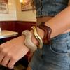 3Pcs/ Set Gold Wavy Cuff Bangles Irregular Exaggerated Bracelets Wide Open Bangle Gift