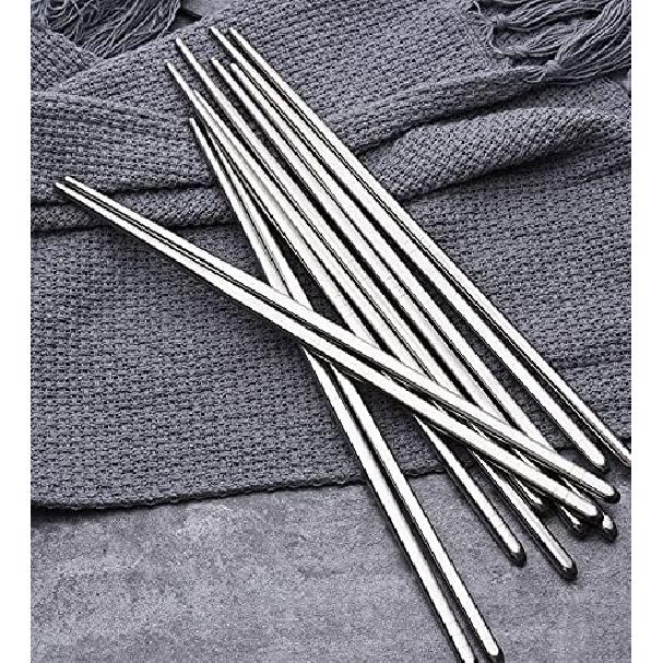 

5 Pairs Stainless Steel Reusable Chopsticks Dishwasher Safe Metal Chopsticks Lightweight Chop Sticks for Home and Restaurant (square)