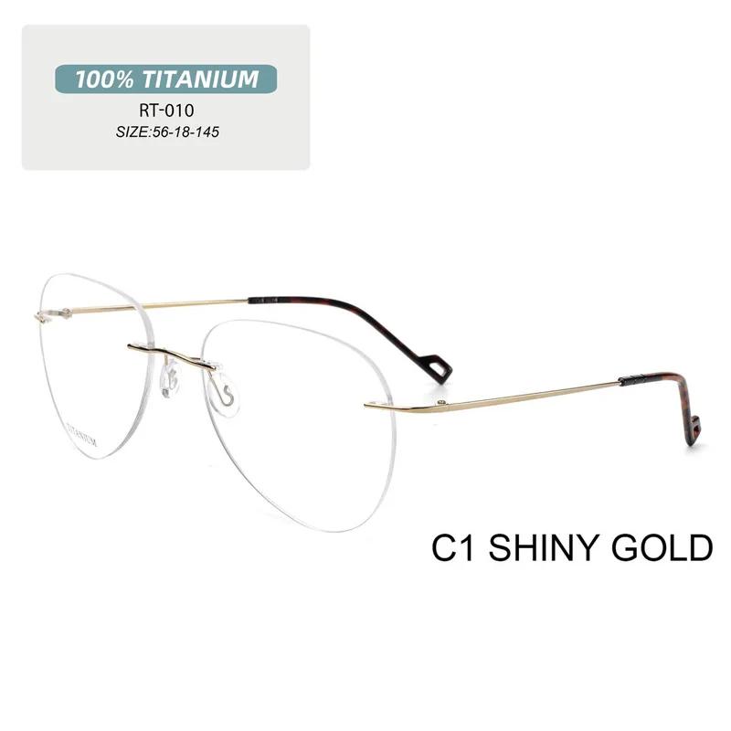 Pure Titanium Glasses in Trend Rimless Fashion Reading Glasses for Men Luxury Titanium Frame for Men s Grade Glasses Myopia 1 2 0(NO BLUE LIGHT) золотой