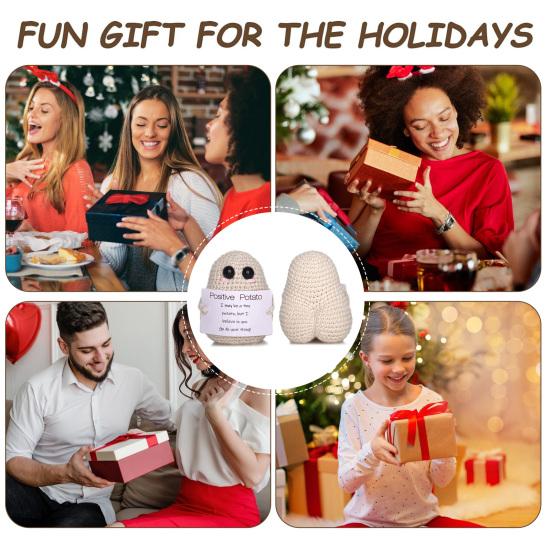 Potato Doll Cute Handmade Crochet Doll Positive Emotional Support Doll Ornament Home Desk Decoration