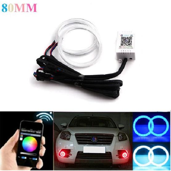 

2Pcs 80mm RGB Angel Eyes Halo Ring Light For Car Motorcycle Headlight Fog lamp