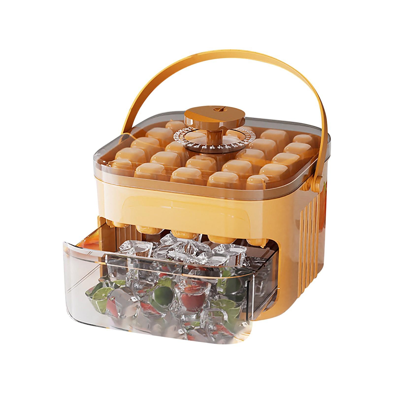 

Простая льдогенератор, форма для льда, лоток для льда для заморозки ступенек | Портативный с ручкой, не требует морозильника для блоков, подходит для коктейлей, виски One Size жёлтый