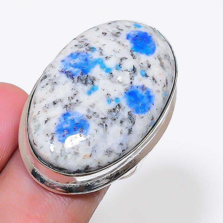 Natural K2 Blue Azurite Gemstone 925 Sterling Silver Jewelry Ring Size 8 AR-18613