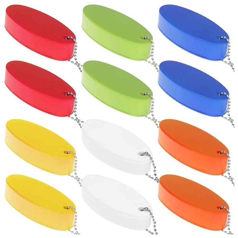 12 Pièces Porte-clés Flottants en Mousse de Couleur Aléatoire Pour Clés de Bateau Porte-clés de Bateau de Couleur Vive Anneaux Porte-clés Flotteur Forme Ovale Pendentif