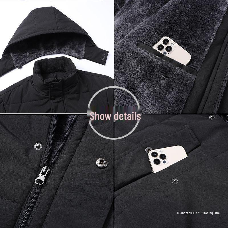 Men's Winter Cotton Jacket for Seniors - Extra Thick, Plus Velvet for Enhanced Warmth