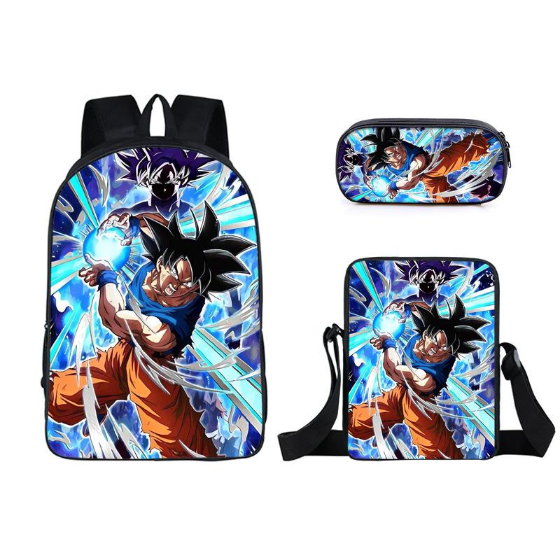 Animation seven dragon ball backpack, primary and secondary school schoolbag, satchel, shoulder bag, pencil case three-piece set