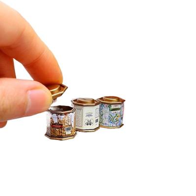 New 1Pcs 1:12 Doll House Coffee Can Tea Can Model Simulation Item Ornament Miniature Toys 16mm Doll House Furniture Accessories