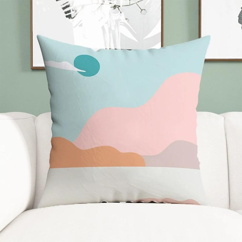 Office Living Room Home Pillowcase Simple Illustration Landscape Pattern Pillowcase Car Ornaments