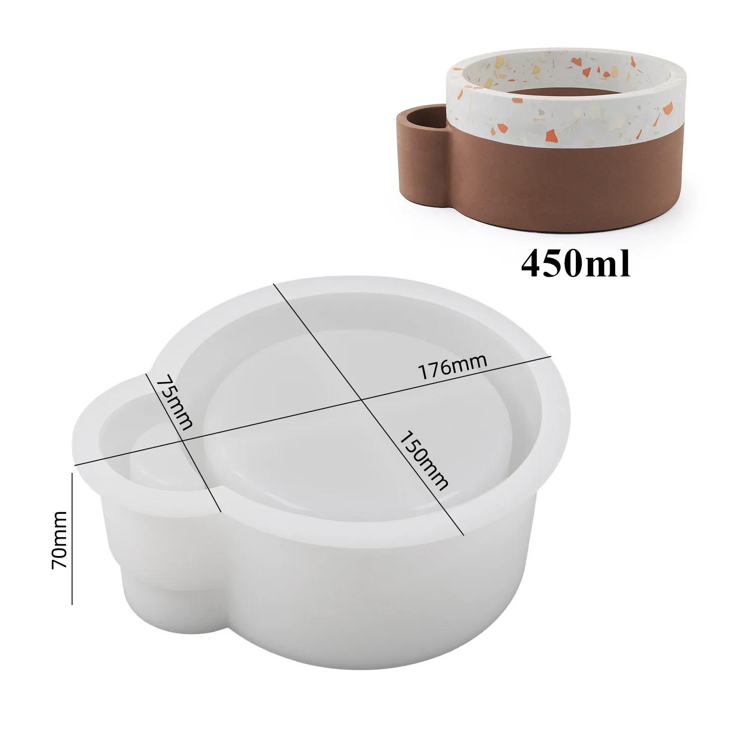 

1PC ucculent Plant Pot Concrete Silicone Mold Desktop Decorative Flower Pot Tray Mold Cement Candle Cup Candlestick Plaster Mold