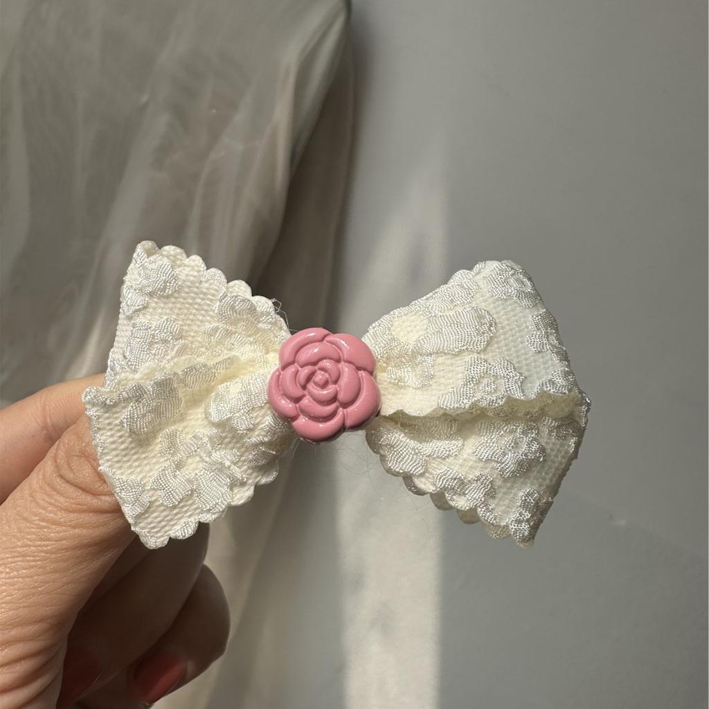 White Lace Bow Hair Clips for Girls Kawii Barrettes Cute Heart Hair Accessoires Kids Colored Ribbon Woman Hairpins Hairgrip