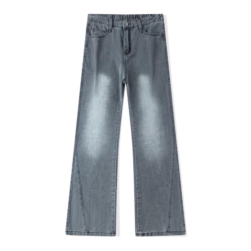 Men's Retro Micro-Flare Distressed Patchwork Jeans