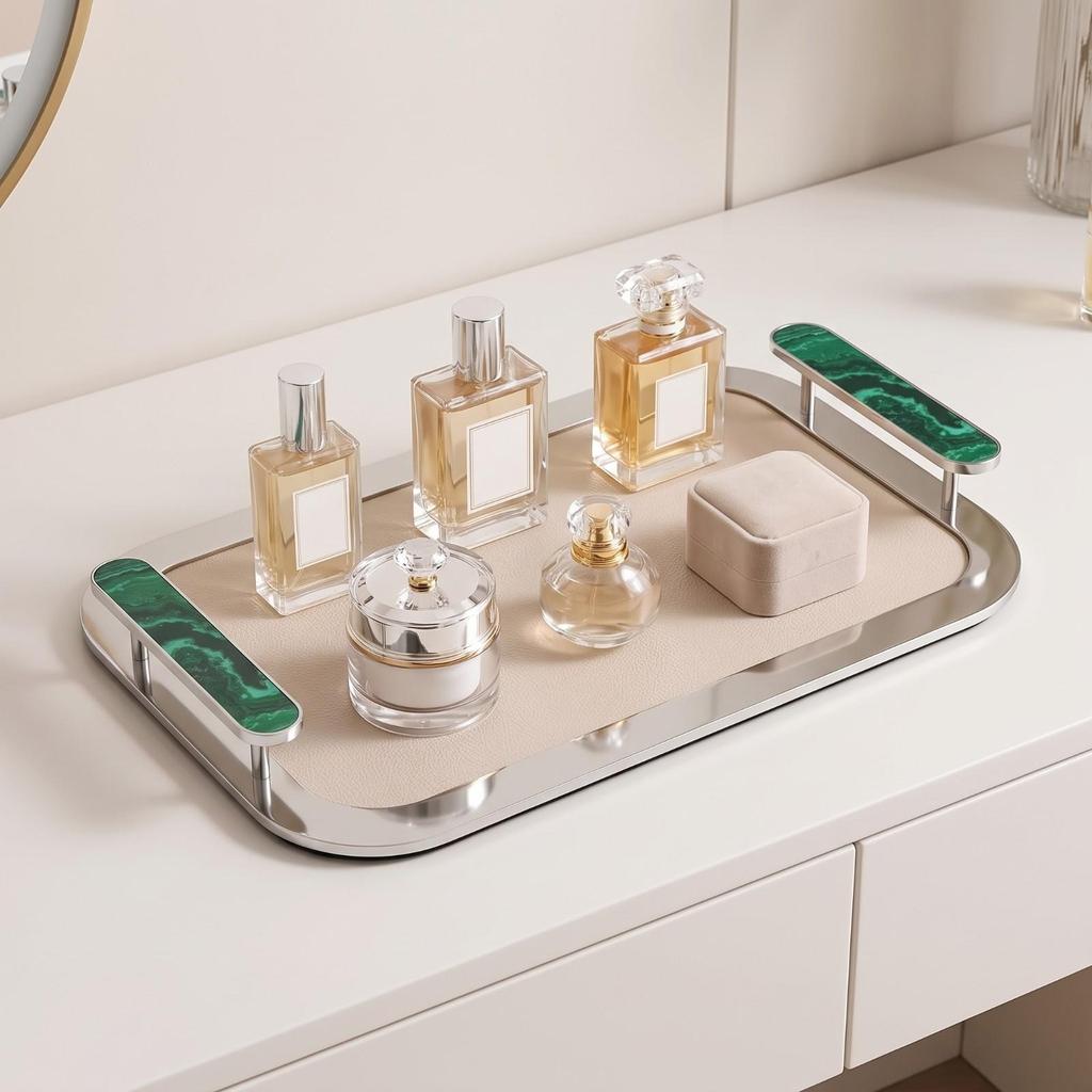 Rectangular Serving Tray Mirror-Finish Platter Decorative for Dining Room, Hosts
