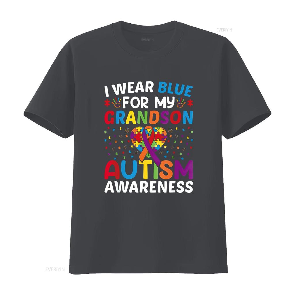 Autism Awareness Grandma Grandpa I Wear Blue For My Grandson T Shirt vintage Washed Soft Slightly streetwear Stylish homme