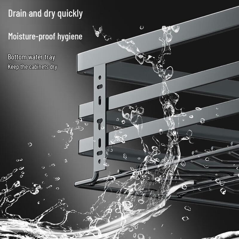 Double-Tier Pull-Out Cabinet Dish Rack