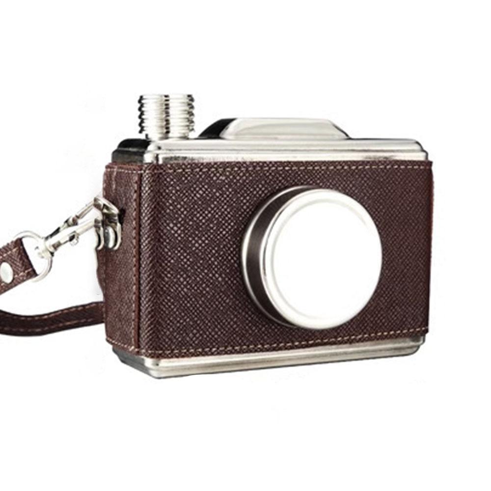 

Camera Design Camera Hip Flask Stainless Steel Whiskey Flask Whiskey Containers Bottle Travel Use коричневый