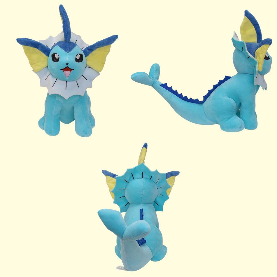25cm Medium Eevee Plush Doll - 9 Designs with Tag: Fairy, Fire, Water, Ice, Sun, Sitting Open-Mouth
