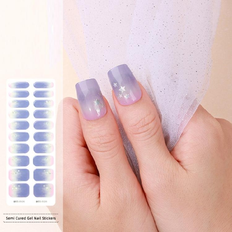 Nails Polish Stickers Semi Cured Gels Nail Strips Light Required Gels Wraps