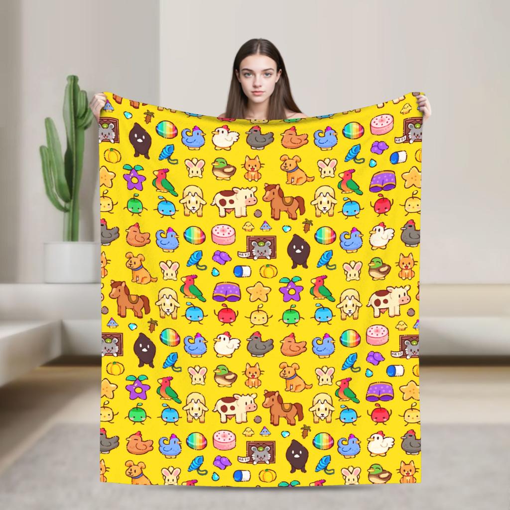 The best Stardew Valley farm-Flannel Blanket  Soft Durable Throw Blanket for Living Room Travel Pattern Bedspread Sofa Bed Cover