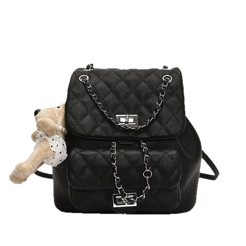 Summer Trend Small Fragrant Wind Rhombus Chain Small Backpack Bag Women'S Versatile Foreign Style Light Luxury Backpack