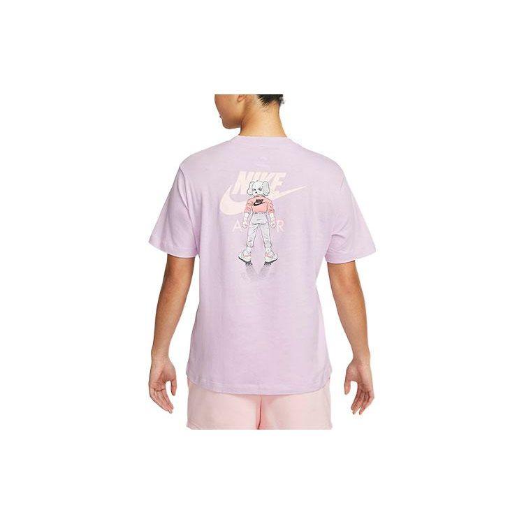 Nike Sportswear Pocket Design Back Print Loose Short Sleeve Crew Neck T-Shirt Women Tops Purple DQ3154-530