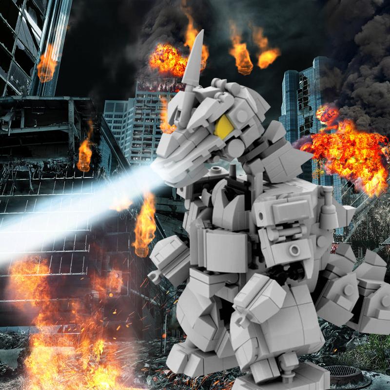 Dinosaur manned mechanical mecha robot model particle assembly building block MOC puzzle children's toy