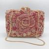 WHTUOHENG Floral White/Pink Red Diamond Wedding Women Clutch Bags Dinner Banquet Clutches Crystal Chain Evening Purses Handbags
