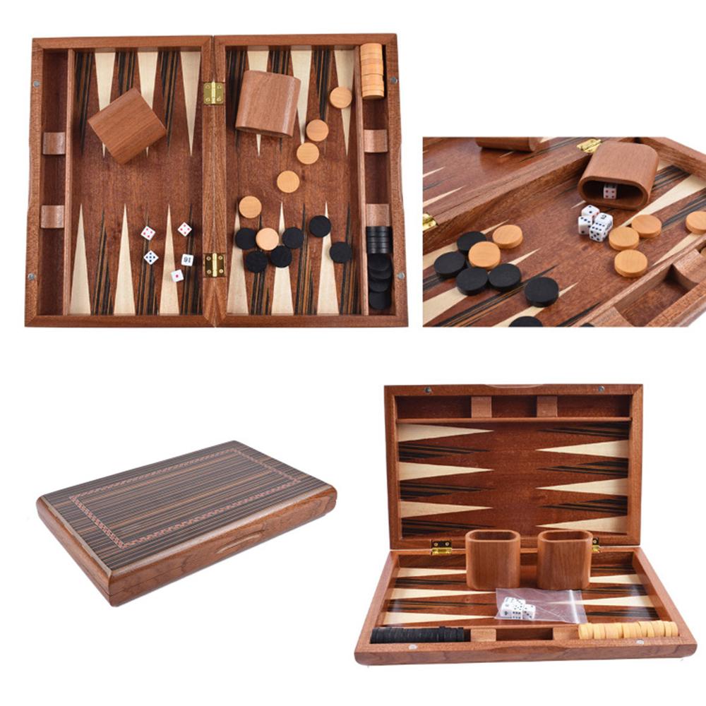 

Wooden Backgammon Game Toy Solid Wood Baccarat Chess Set,13-inch Board Type A