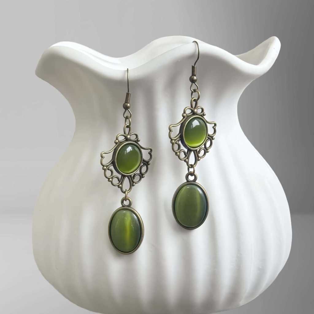 Medieval Style Retro Alloy Earrings With Handcrafted Finish For Ladies