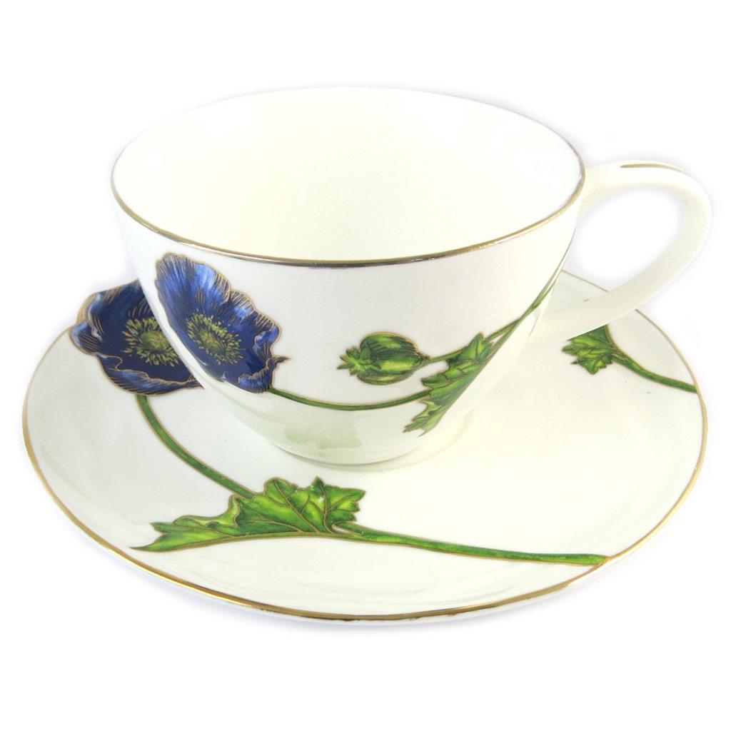 Les Trésors De Lily [N9575] - Porzellantasse + Untertasse 'Jardin des Plantes' elfenbeinblau