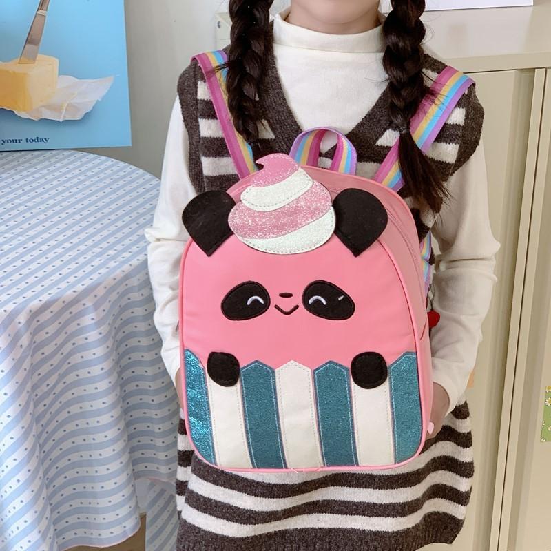 Cartoon Line Panda Girls Toddler Backpack With Fashion Sequins For School Use