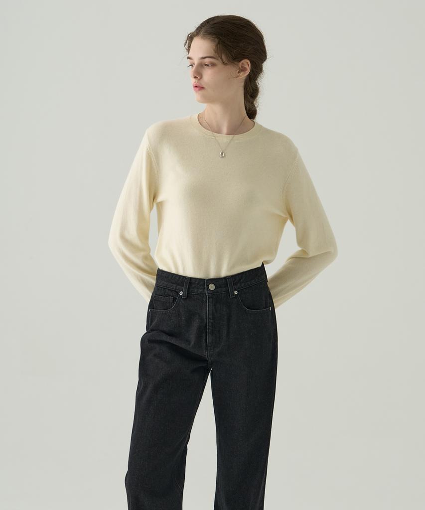 Deuloupisumeon Softy Cashmere Wool Blended Round Neck Knit [Cream]