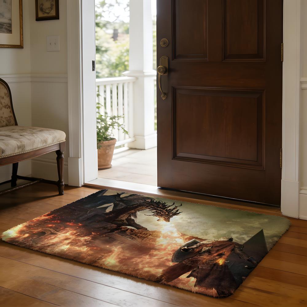 Game DDark SSouls 3 Floor Mat Soft Flannel Absorbent Mat Non-Slip Rug Home Bedroom Bathroom