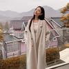 Women's Mid-Length Pink Double-Faced Wool Coat - 2025 Korean Autumn/Winter Style
