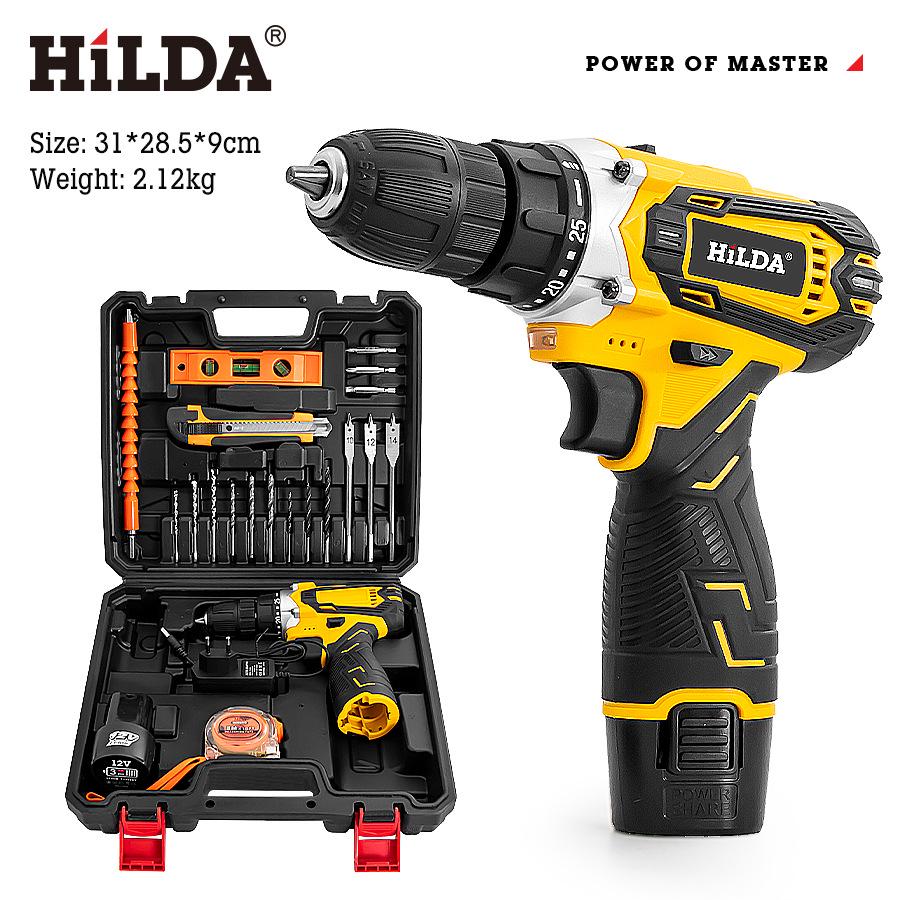 Hilda Rechargeable Lithium-Ion Impact Drill & Portable Electric Screwdriver Set