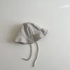 Summer Baby Bucket Hat Plaid Striped Lace-up Wide Brim Sunshade Fisherman Cap Infant Boys Girls Outdoor Sun Hats