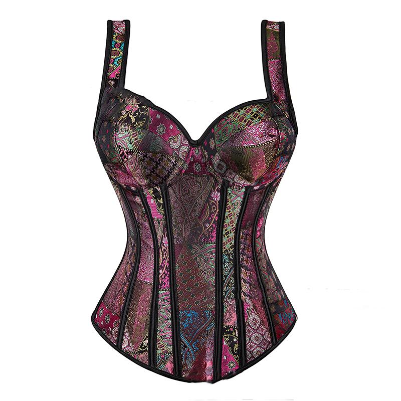 Steampunkový korzet s košíčky, zipem na boku a ramínky, overbust korzet, pasový trenér, bustier