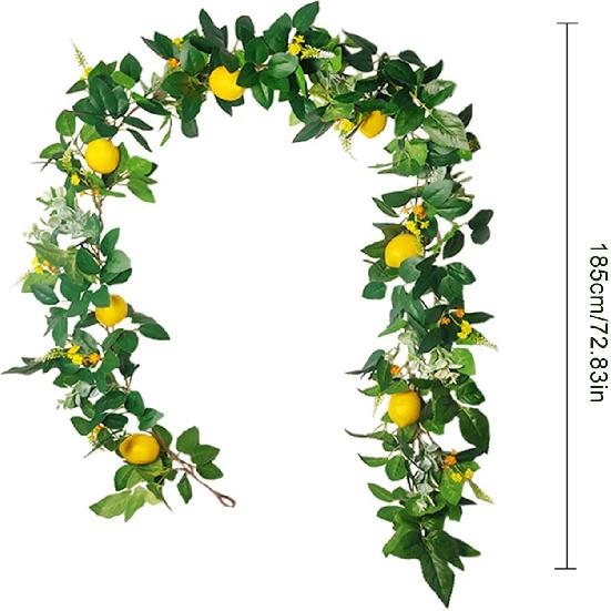 IUIBMI 6 Feet Artificial Lemon Garlands Spring Fruit Garland with Lemons Artificial Lemons Vines Garland for Front Door Home Kitchen Party Wedding