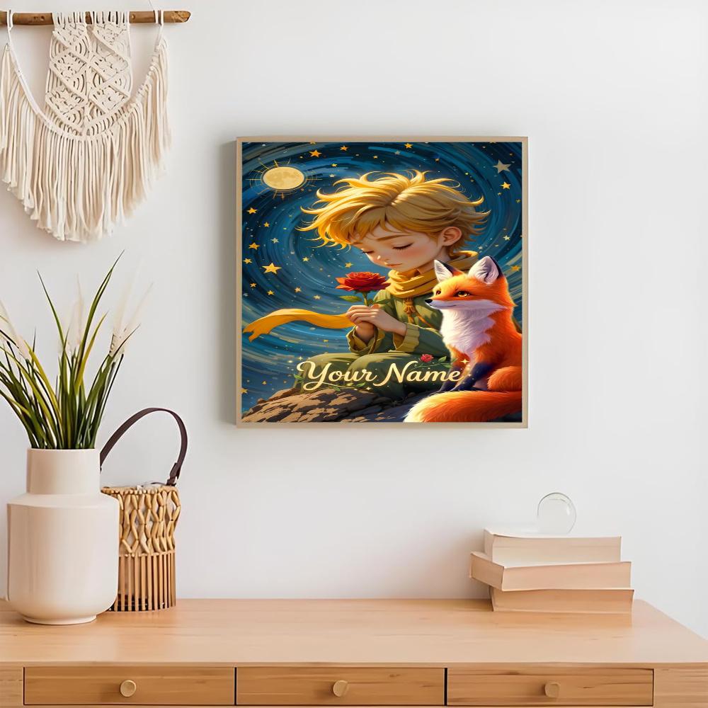 Little Prince Customize Your Name Diamond Painting Round Diamond Rhinestones Mosaic Diamond Embroidery Wall Paintings Rhinestones Gift Frameless