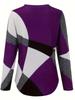 Plus Size Women's Color Block Geometric Print Long Sleeve Top - Multiple Colors, Spring/Autumn Style