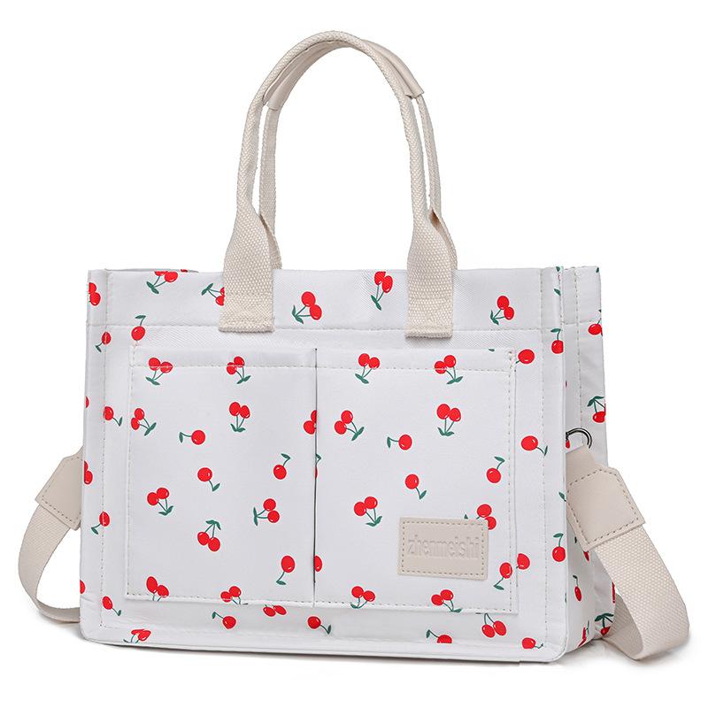 Fruit cherry printed large-capacity multi-pocket handbag tote bag women shoulder bag