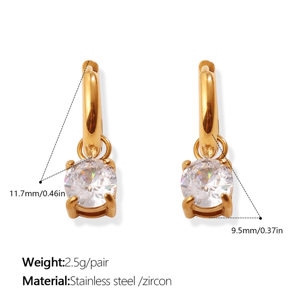 

Ретро Серьги-капли из нержавеющей стали с цирконами - Геометрический круглый дизайн для женщин