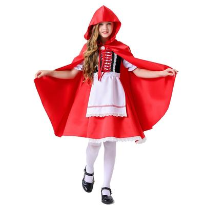 Kostium dziecięcy dla dziewczynki na Halloween Czerwony Kapturek kostium baśniowy na imprezę, strój sceniczny