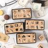 8 Pcs Vintage Cartoon Series Wooden Rubber Letter Number Symbol Stamp Set For Card Making Planner Scrapbook