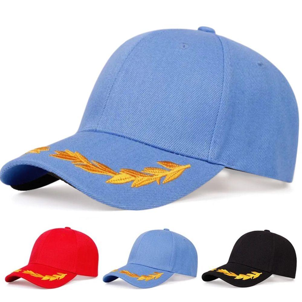 Brim Design Baseball Caps Wheat Ear Embroidery Sunscreen Hat Casual Hats  Outdoor Activities